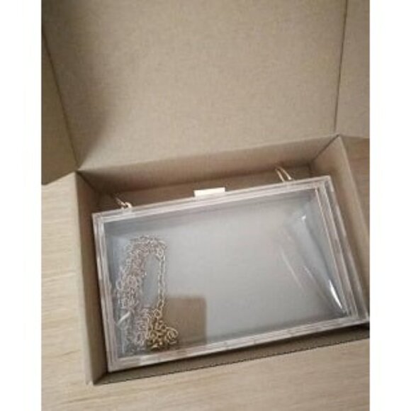 New Women Cute Clear Purse Acrylic Box Clutch Handbag, Transparent Crossbody Bag - Picture 3 of 3